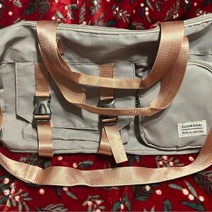 Zuomanni Gray and Pink Duffel Bag